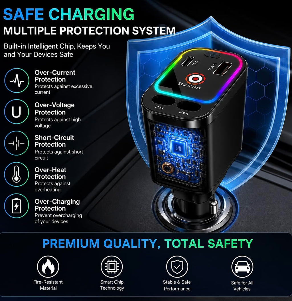LumiDrive 4X Retractable Car Charger