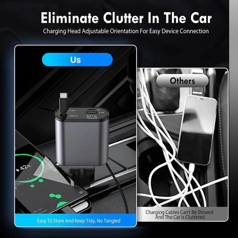 LumiDrive 4X Retractable Car Charger